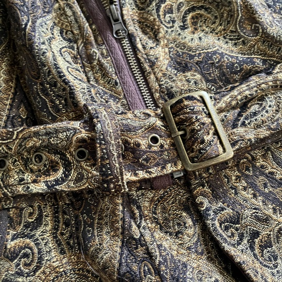 Vintage FREE PEOPLE jacquard paisley jacket pea coat 🧥 unique - Picture 11 of 13
